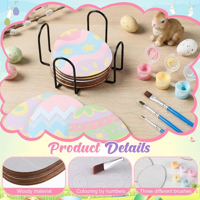 Reallnaive 8 Pcs Easter Eggs Paint by Numbers Kit - Image 4