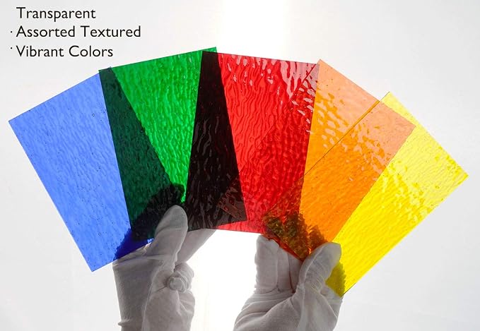 Lanyani Variety Textured Stained Glass Sheets Pack, 4 x 6 inch Large Cathedral - Image 6