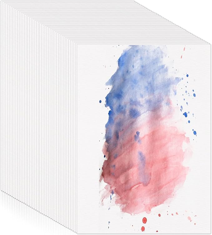 120 Sheets Watercolor Paper Bulk, 140 lb/300 GSM White Cold Press Paper Water by Prudiut