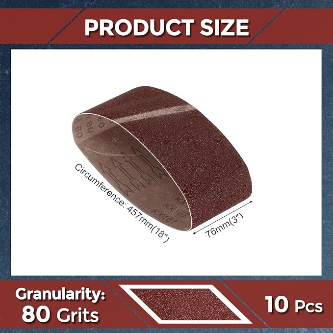 12 Pcs Sanding Belts 3 x 18 Inch 80 Grit Aluminum Oxide Abrasive Sandpaper for Belt Sander Metal Grinding Wood Working Weld Rust Removal