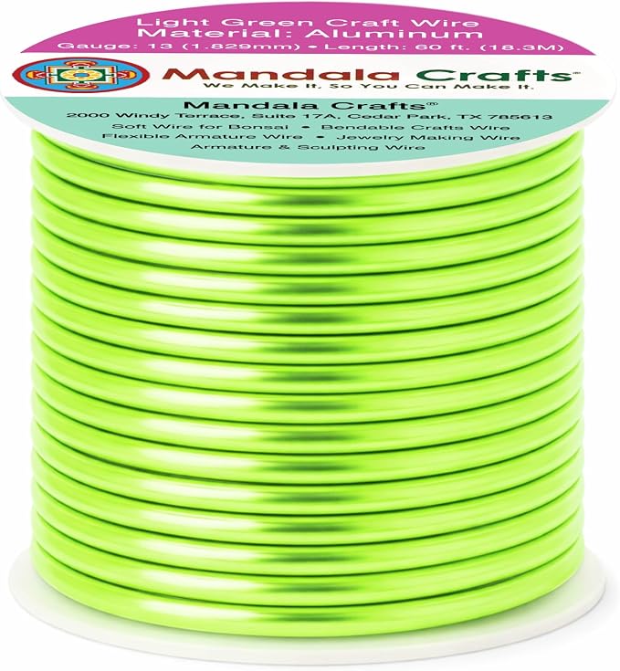 Mandala Crafts 13 Gauge Light Green Anodized Aluminum Craft Wire, 60 FT | - Image 2