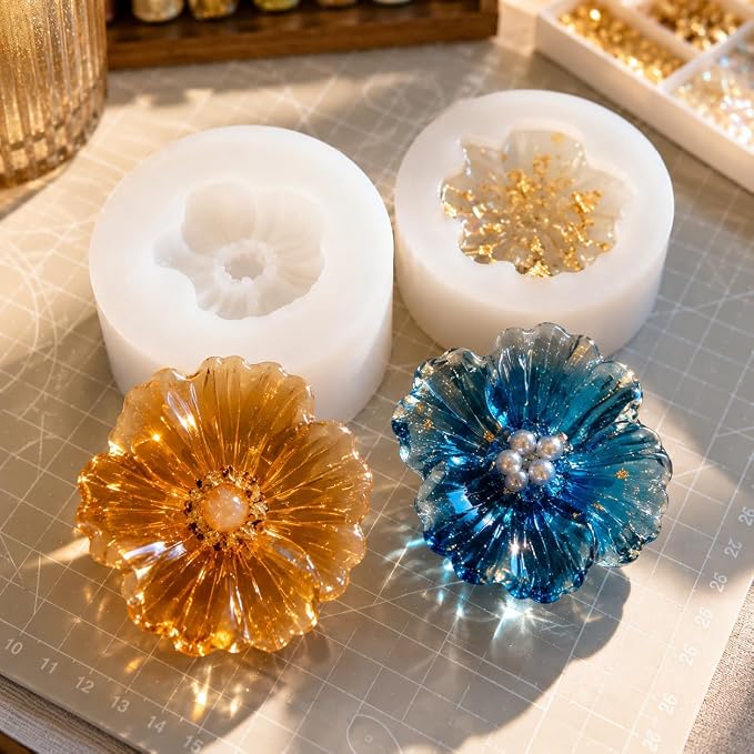 2 Pack 3D Flower Silicone Candle Molds Camellia Poppy - Image 7
