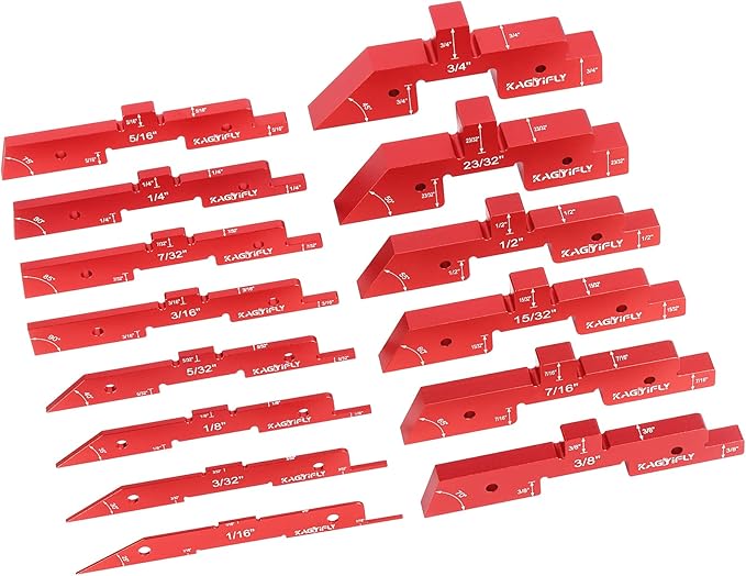 Setup Blocks Woodworking, 14pcs Aluminum Setup Blocks Height Gauge Set for Router Table Saw and Angle Measure Set up (Each Setup Bars has Different Thickness)