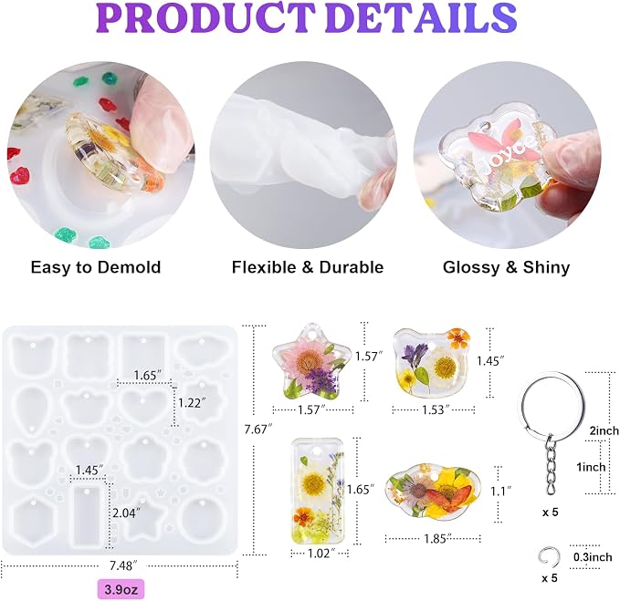 LET'S RESIN Keychain Resin Molds Silicone - Image 2