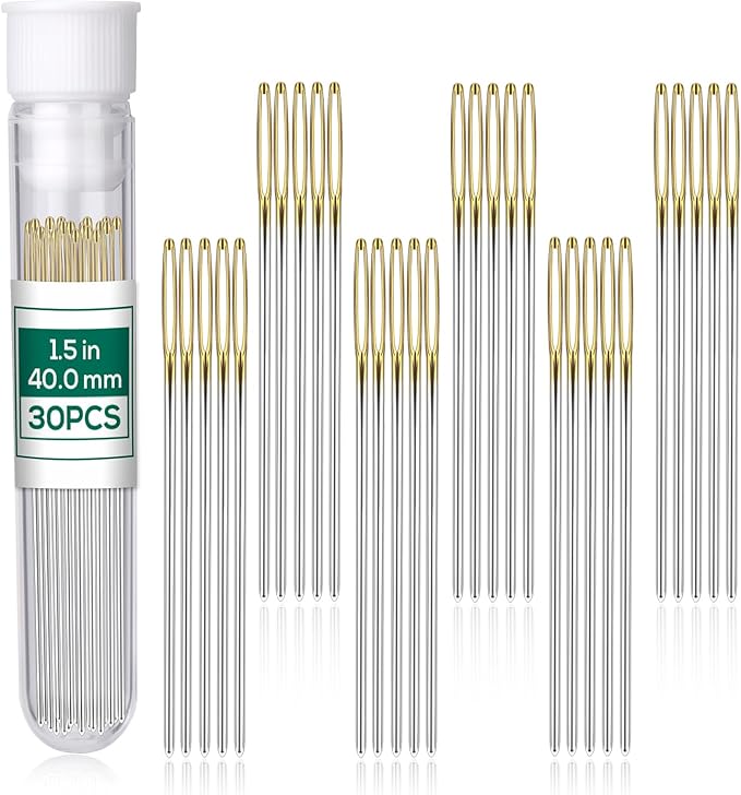 Fteven 30PCS Cross Stitch Needles, Size 22 Stainless Steel Embroidery Needles by FTEVEN