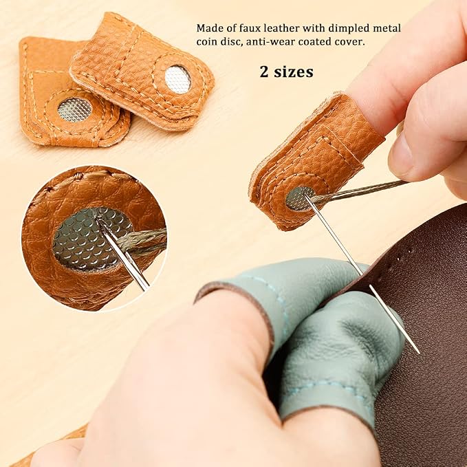 10 Pcs Sewing Thimbles for Hand Sewing, Leather Thimbles, Metal Sewing Finger - Image 5