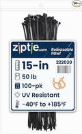 ZipTie.com 15-Inch Black Releasable Pawl Zip Ties - 50-lb Tensile Strength Cord Management - UL Listed Reusable Cable Ties - UL 21 Listed, UV Resistant, Indoor & Outdoor Multi-Purpose (100-Pack)