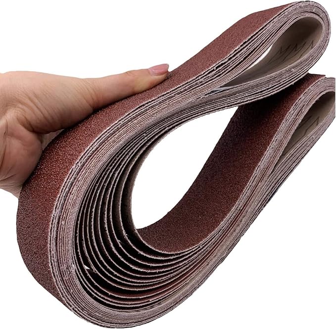 2x42 Sanding Belts, Aluminum Oxide Belt Sander Sandpaper, 2 Each of 40 80 120 150 240 400 Grits,12 Pack(2x42in)