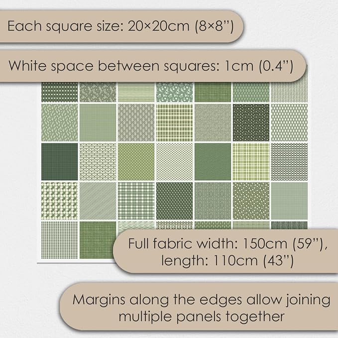Cotton Satin Patchwork Fabric Panel – 35 Designs, 20×20 cm Squares, Single - Image 5