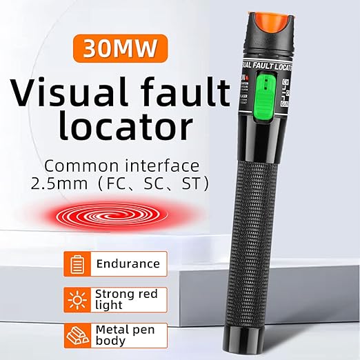 2pcs Professional Visual Fault Locator Fiber Optic Tester - Includes 2pcs 9/125μm Singlemode FC/LC Adapters | for Fiber Optic Cable Maintenance, Network Installation & Repair (Mode Number: VFL-30)