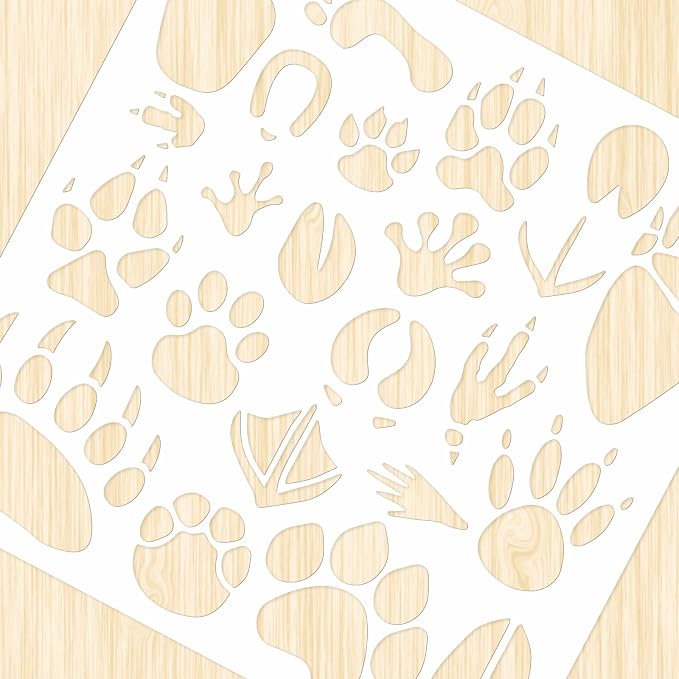 INFUNLY Paw Print Stencils for Painting 11.8" Animal Footprint Wall Stencil - Image 7