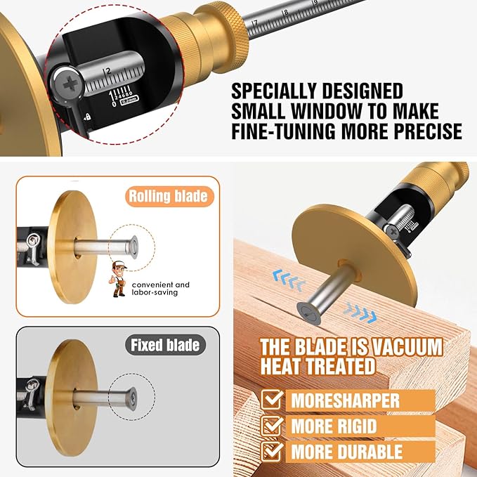 Only blade-Wheel marking gauge, rolling blade, woodworking dovetail scribing gauge, scriber marking tools, essential tools for woodworking projects (Blade 3pcs)
