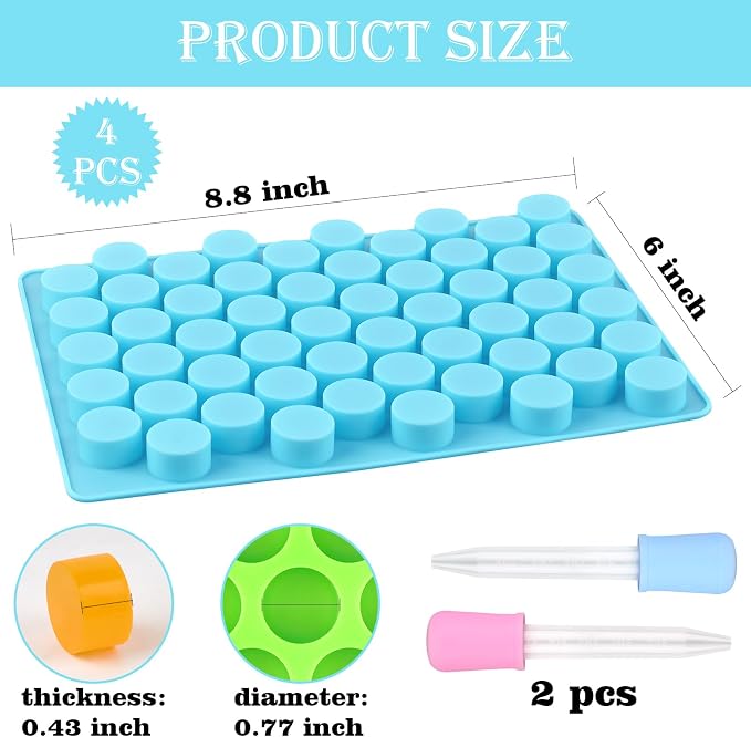 Sakolla Round Candy Molds Silicone, 220 Cavities Mini Cylinder Molds - Image 3
