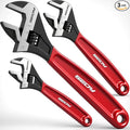 Adjustable Wrench Set Pipe Spanner: 6" 8" 10" Wide Jaw Black Oxide Wrench With Cushion Grip, Laser Marked Metric & SAE Scales, CR-V Steel for Professional