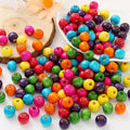 200Pcs Colourful Wooden Beads Natural Wooden Handmade Beads Round Painted Wood by HERZWILD