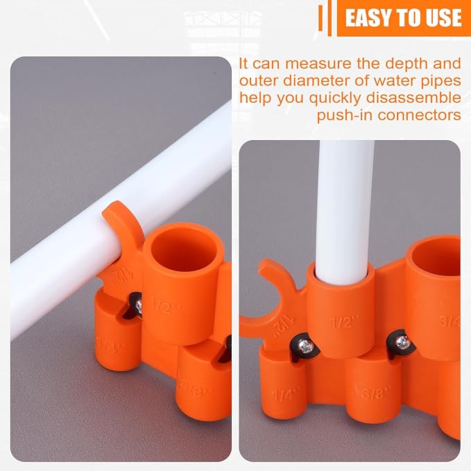 1/4" to 1" Pipe Depth Gauge Tool， Deburring Gauge Tool，for Push-to-Connect Plumbing Fittings on PVC, PPR, Brass, CPVC, PERT & Aluminum Pipes