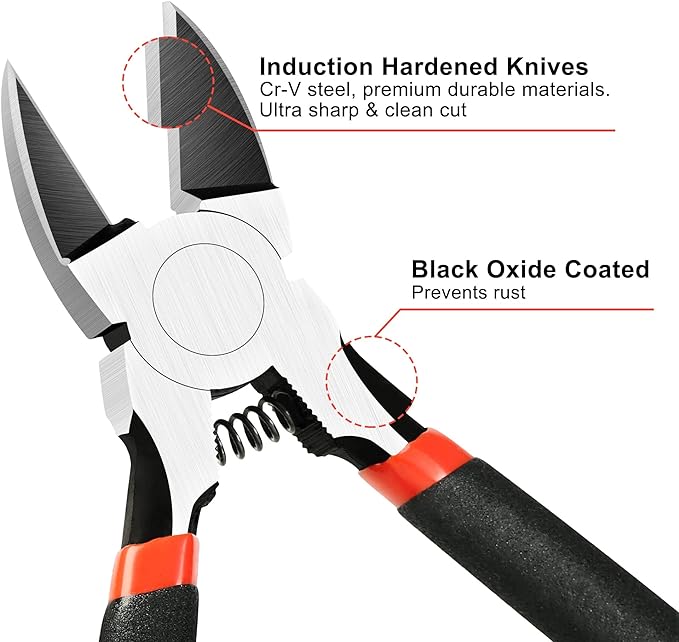 BOENFU Wire Cutters Heavy Duty 5 Pack Side Cutters 6 Inches Wire Snips Flush - Image 4