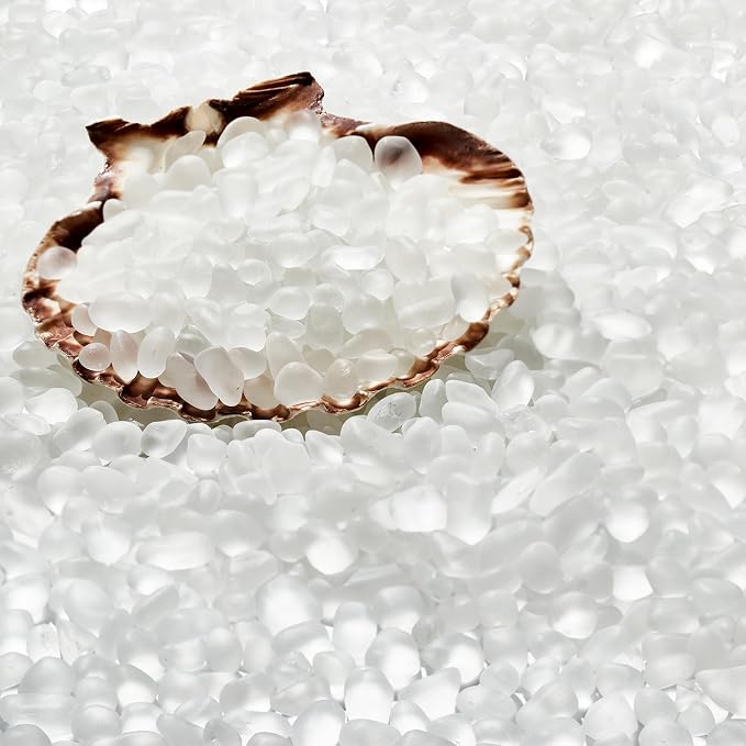 QEQEKAKA Sea Glass Stones for Crafts About 1LB White Glass Pebbles Gemstones - Image 5