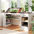 Verano Garden 55.1" Drafting Table, Craft Art Table, Computer Desk | Storage by VeranoGarden