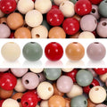 Whaline 240Pcs Christmas Wooden Beads Vintage Red Green Beige Round Loose Bead by Whaline