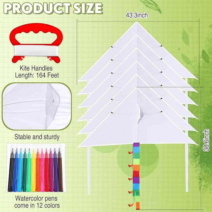 Libima 100 Pcs DIY Blank Kites for Kids Bulk Large Kite Making Kit Easy to Fly - Image 2