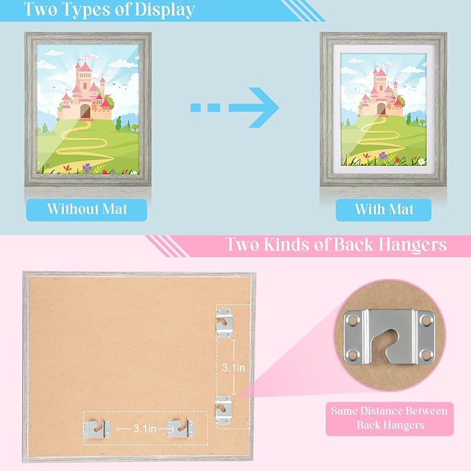 Kids Art Frames, 10x12.5 Front Opening Kids Artwork Frames Changeable, Holds 50 - Image 2