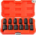 MAXPOWER 1/2" Drive Impact Socket Set, 12 Pieces Metric Impact Sockets, 6-Point Metric Impact Sockets, Cr-Mo Steel, Sockets Size 10 mm to 21 mm, With a Storage Case