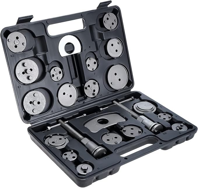 22PCS Disc Brake Caliper Wind Back Tool Kit, Car Brake Piston Compressor and Wind Back Tool Set for Brake Pad Replacement