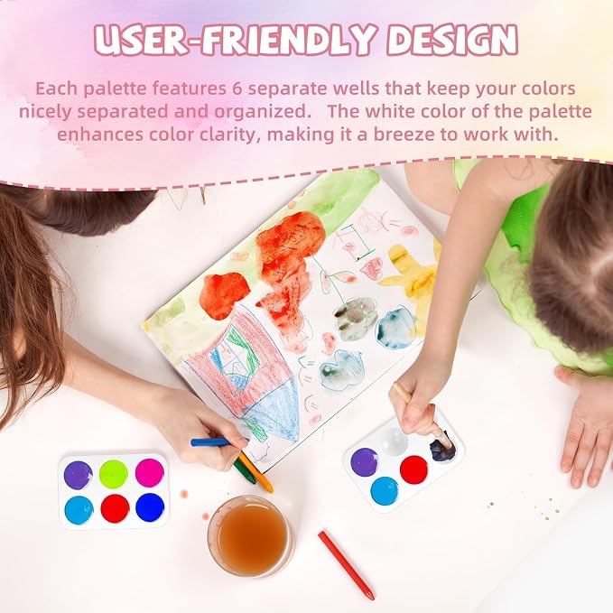 30 PCS White Plastic Watercolor Palette, 6 Well Rectangular Paint Palettes - Image 5