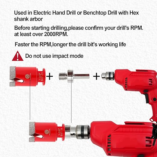 Diamond Core Drill Bit Set - 6pcs (6/8/35mm+20mm Drilling Milling Bit+35mm Beveling Chamfer Bit+HEX) Diamond Hole Saw Kit for Porcelain Ceramic Tile Marble Granite