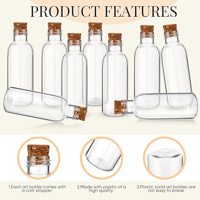 Lounsweer 50 Pack 2 oz Clear Plastic Sand Art Bottles - Image 4