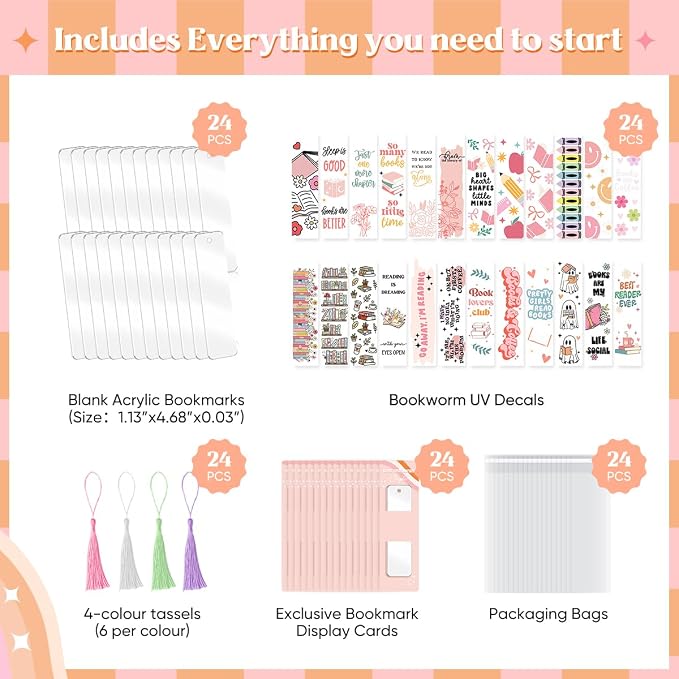 Kaciola 24PCS Acrylic Bookmark Blanks - Image 3