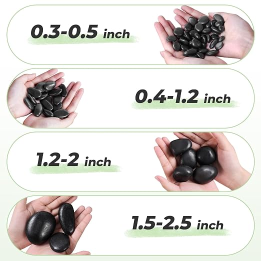SIDONG 5 lbs Black River Rocks, 1.2-2 Inches Polished Pebbles - Image 5
