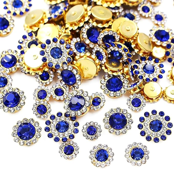 100pcs Sew on Rhinestones Sunflower Shapes Crystal Glass Mixed 8mm 10mm 12mm by UYTRDVG