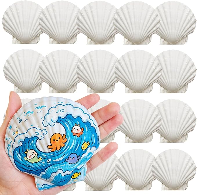 20 PCS 4"-5" Large Scallop Shells by DOODLEBEAN