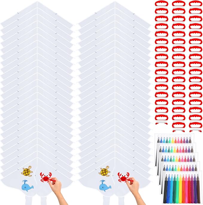 Libima 100 Pcs DIY Blank Kites for Kids Bulk Large Kite Making Kit Easy to Fly by Libima