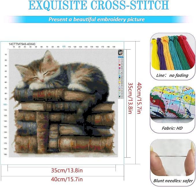 KYOQFVN Cat Counted Stamped Cross Stitch Kits - Image 2