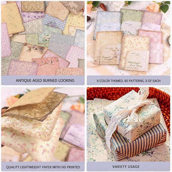 180 Sheets Vintage Scrapbook Paper, Journaling Scrapbooking Supplies, Antique - Image 3