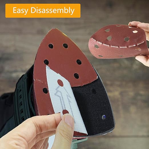 48pcs 152 * 105mm Sand Paper Mouse Sander Sandpaper 40-2000 Grits with 2pcs Detail Sander Paper Interface Pad Hook and Loop Triangle Sanding Pads with 11 Holes for Sanding Machine