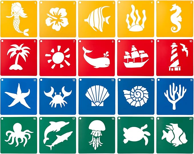20 PCS Ocean Creatures Stencils - Image 2