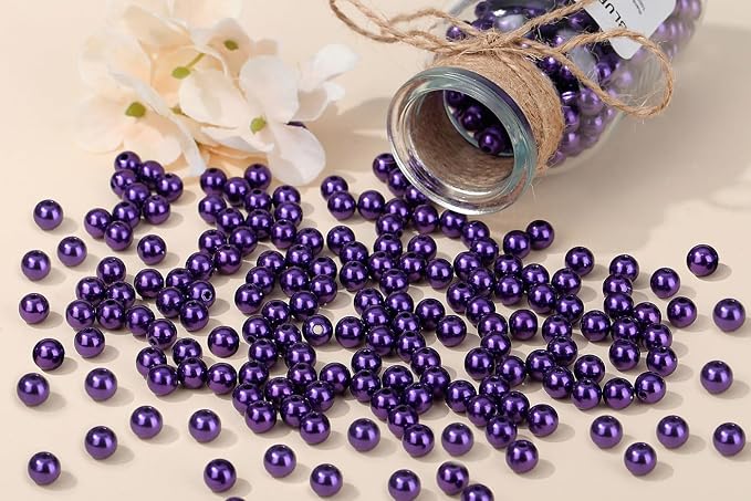 DUQGUHO Purple Pearl Beads for Crafts 8mm Plastic Pearl Beads - Image 3