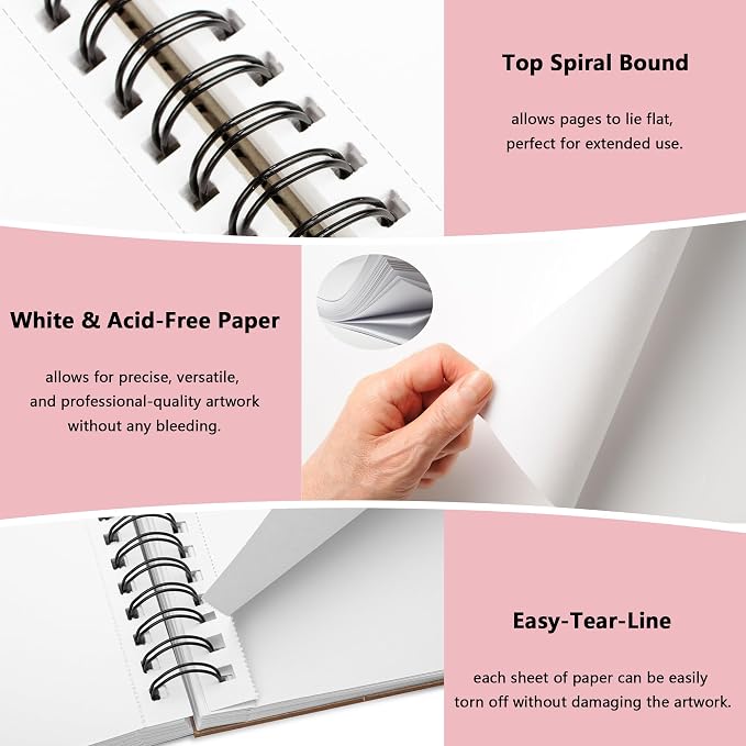 WINNER 9" x 12" Sketch Book 4 Pack, 400 Sheets Spiral Bound Art Sketchbook - Image 3
