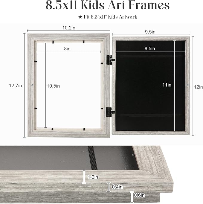 Kids Art Frames, 8.5x11 Front Opening Kids Artwork Frames Changeable, Holds 50 - Image 6