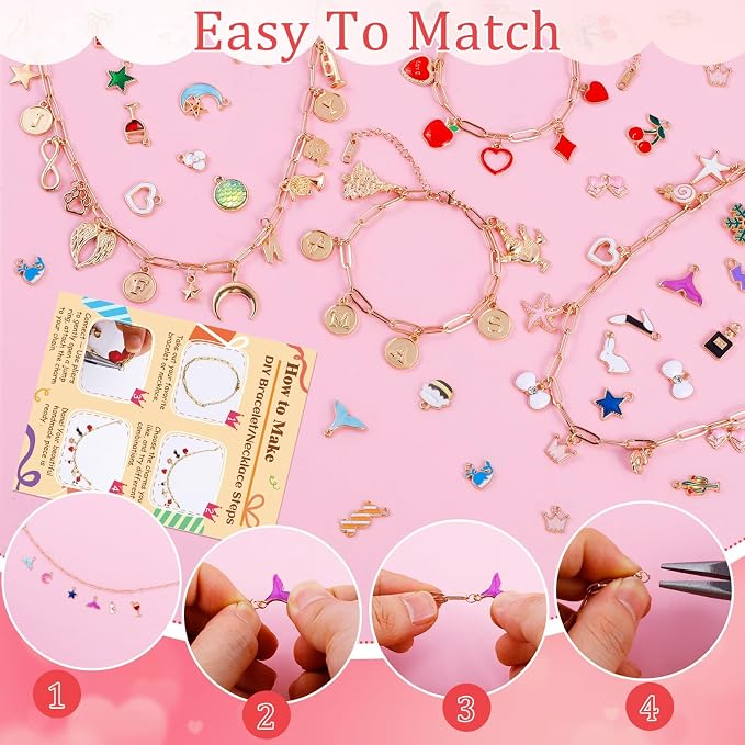Wurosi 443 Pcs Gold Charm Bracelet Necklace Making Kit - Image 5