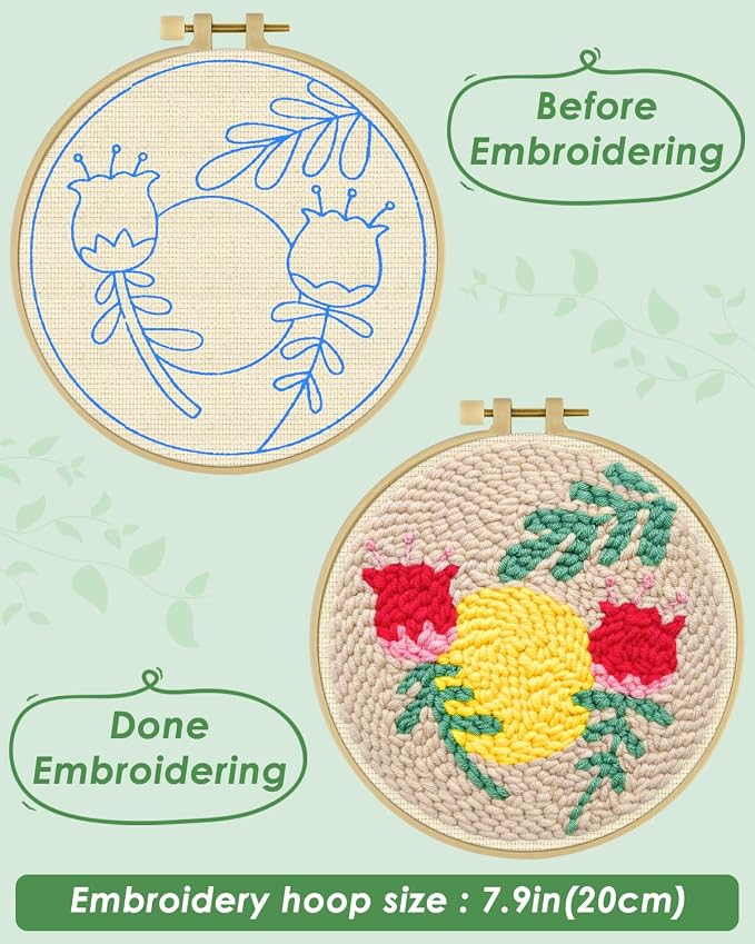 ERKOON Punch Needle Kit Adults Beginners, DIY Easy Floral Embroidery Set - Image 3