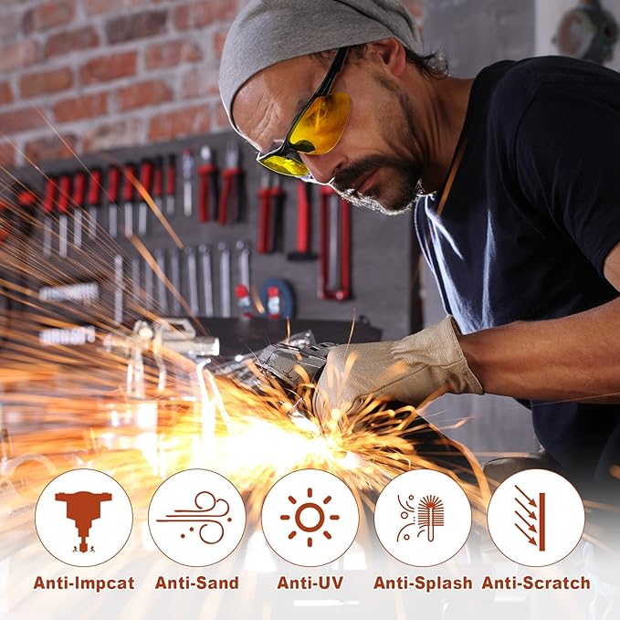 Kathfly 36 Pcs Safety Glasses Work Scratch Resistant Glasses Protective Safety Goggles Eyewear with Lens(Amber)