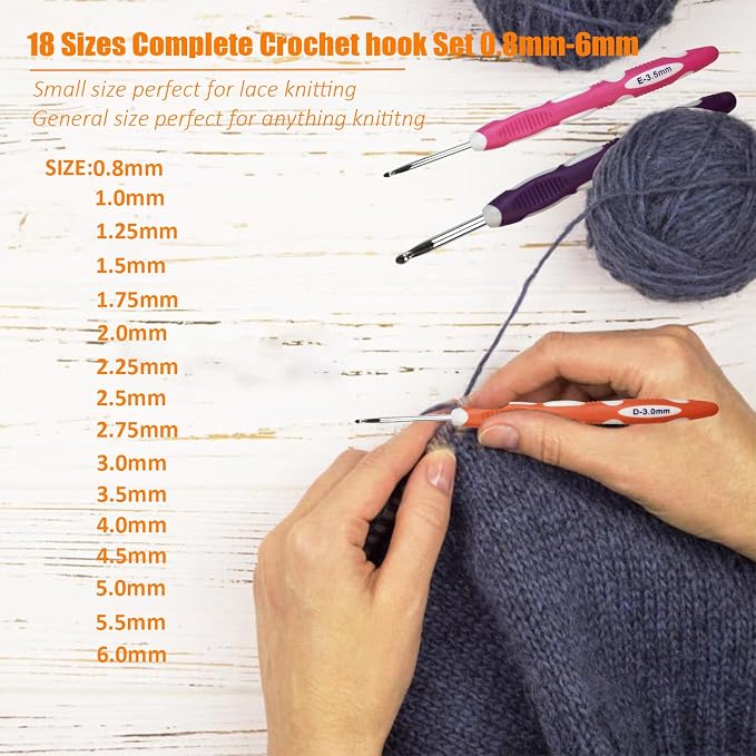 Mdoker 18 Sizes Ergonomic Crochet Hook Set - Image 4