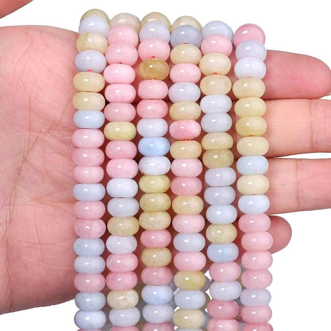 Songxi 5x8mm Natural Morganite Stone Rondelle Beads, Gemstone by SongXi