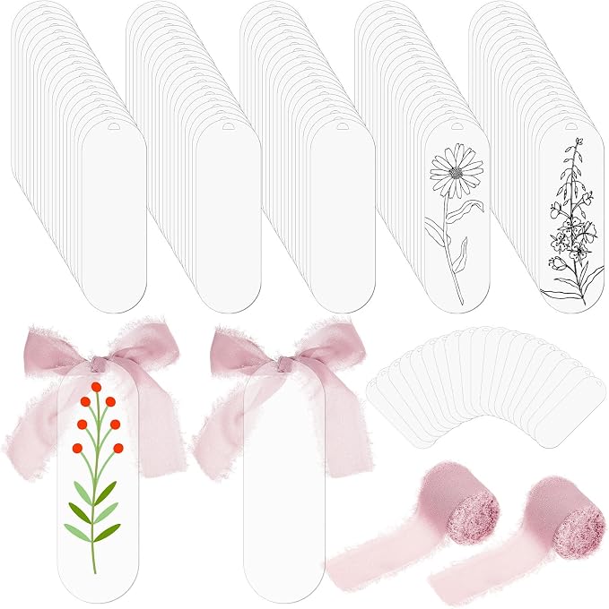 Yeaqee 100 Pcs Acrylic Bookmark Blanks Clear Bookmarks Acrylic Tags by Yeaqee