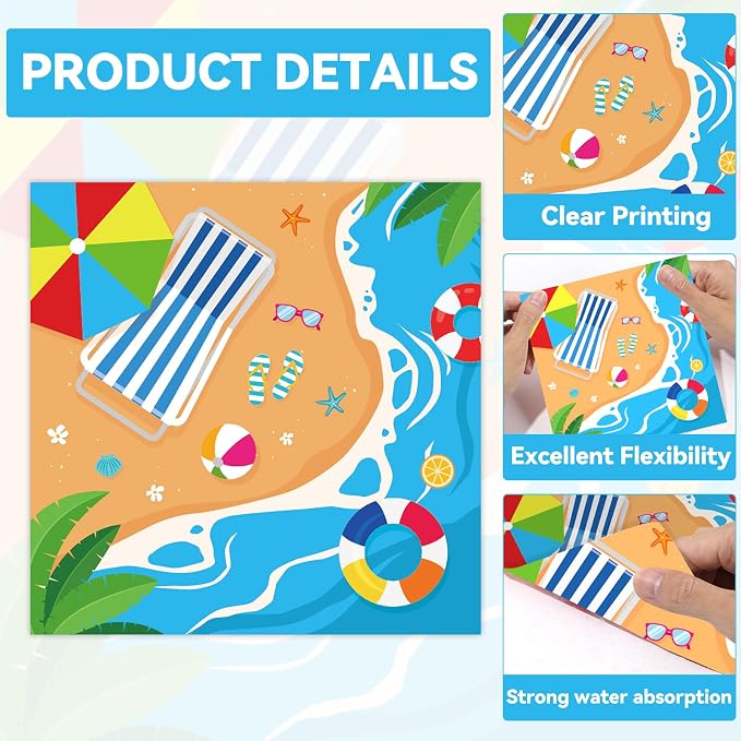 Qyeahkj 48Pcs Summer Beach Paper Plates and Napkins, Hawaiian Beach Theme Party - Image 4